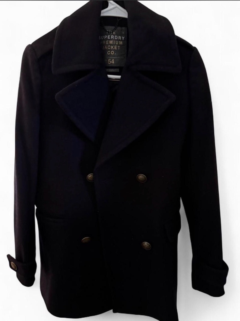Superdry Premium No54 Dark Navy Double-Breasted Pea Coat